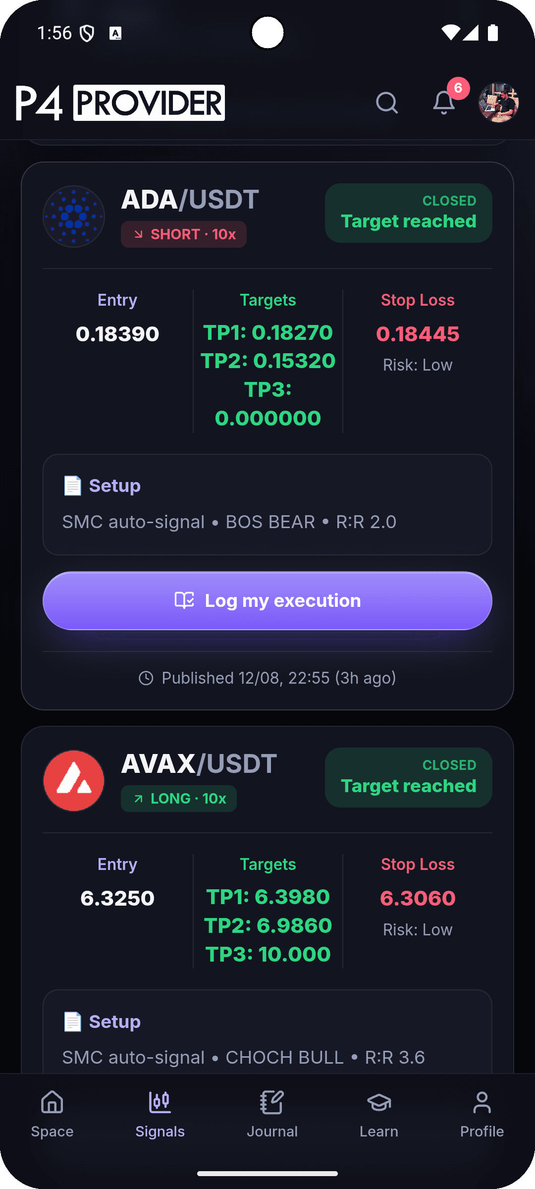 P4 Provider app — Signals